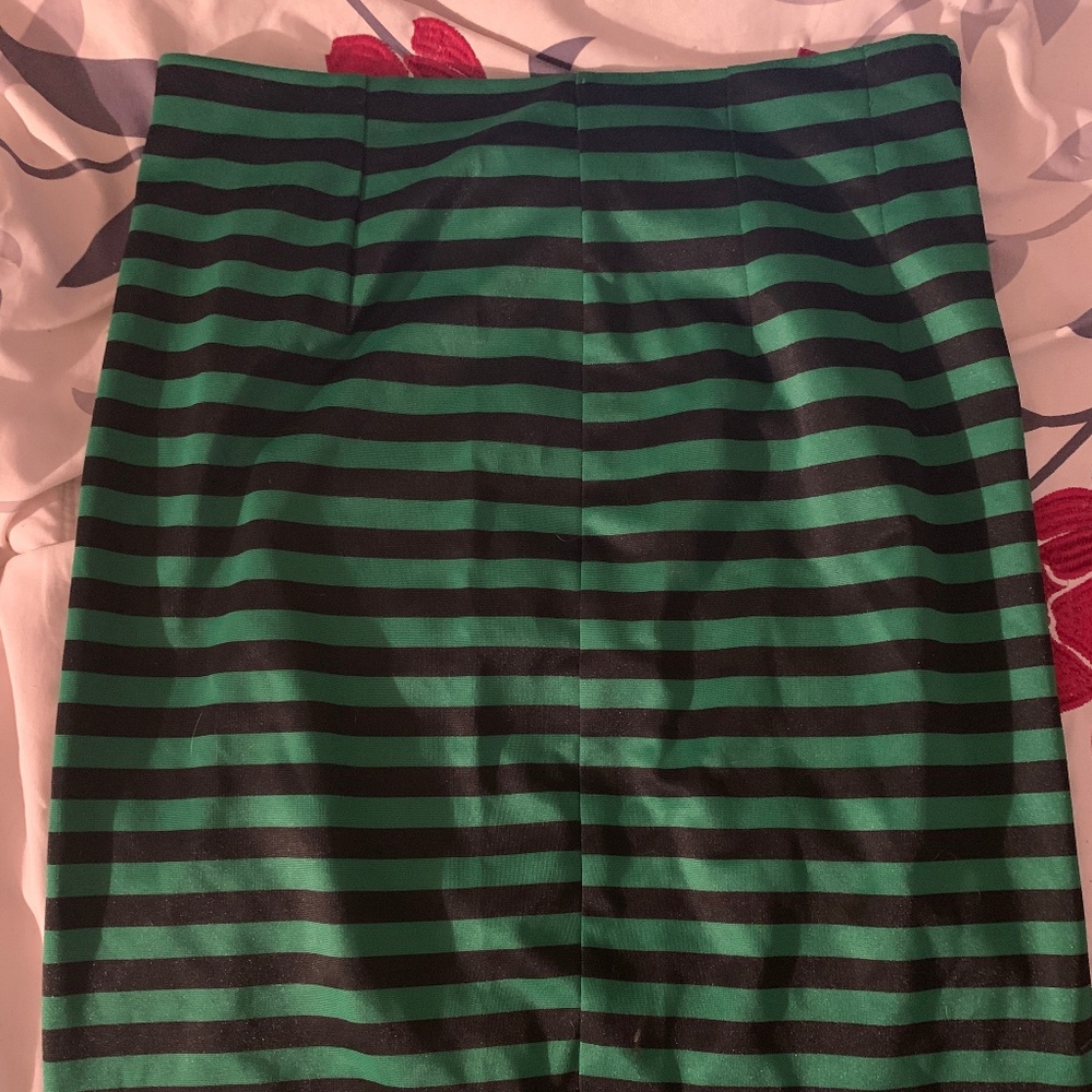 Green and Black Horizontal Striped Mini Skirt